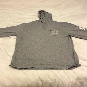 Gray light cottoned long sleeved hoodie